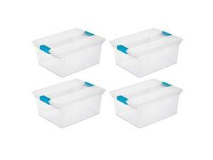 Sterilite 19658604 Deep Clip Box, Clear with Blue Aquarium Latches, 4-Pack Sterilite 19658604 Deep Clip Box, Clear with Blue Aquarium Latches, 4-Pack