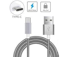 Metal Braided Type-C USB Cable Charger Power Sync Wire 6ft Long Data Cord USB-C [Fast Charge] for MetroPCS Samsung Galaxy S8 - MetroPCS ZTE ZMax Pro - Sprint HTC 10