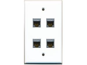 RiteAV CAT 6A 4 Port Shielded Cat6a Wall Plate 1 Gang - White RiteAV CAT 6A 4 Port Shielded Cat6a Wall Plate 1 Gang - White