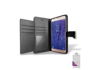 for Samsung Galaxy J3 Achieve Case, Samsung Galaxy J3 Star 2018 Case, by [T MAN ] Leather [Double] Wallet Card Slots Cover Case for Samsung Galaxy J7 Achieve/ J3 Star/SM-J337 (Black)