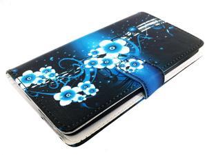 For ZTE Citrine LTE Z716BL Z717VL Wallet Card Phone Cover Case + Gift Stand (Wallet Aqua Flower)