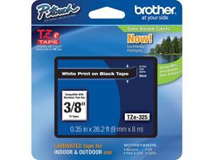 Brother Tape, White on Black, 9mm (TZe325) - Retail Packaging Brother Tape, White on Black, 9mm (TZe325) - Retail Packaging