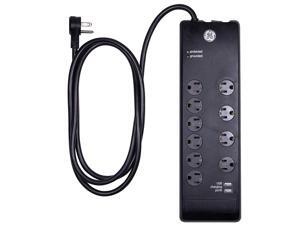 GE UltraPro Surge Protector, 10 Outlet Power Strip, 2 USB Charging Ports, Extra Long 6Ft Extension Cord, 3 Prong, Grounded, Flat Plug, 3000 Joules, UL Listed, Black, 14096 GE UltraPro Surge Protector, 10 Outlet Power Strip, 2 USB Charging Ports, Extra Long 6Ft Extension Cord, 3 Prong, Grounded, Flat Plug, 3000 Joules, UL Listed, Black, 14096