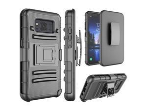 Galaxy S8 Active Case S8 Active Holsters Clips Case Jeylly Belt Clip Builtin Kickstand Heavy Duty Full Body Shock Absorbing Hard Rugged Case Shield for ATT Samsung Galaxy S8 Active  Black