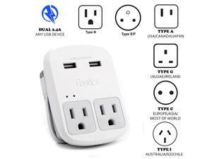 Safest Travel Adapter Kit, Dual USB for iPhone, Chargers, Cell Phones, Laptop Perfect for Travelers by Ceptics Safest Travel Adapter Kit, Dual USB for iPhone, Chargers, Cell Phones, Laptop Perfect for Travelers by Ceptics