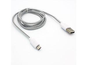Suitable for Blue Satellite DURAGADGET Silver Nylon Braided 3M Micro USB Data Sync Cable Suitable for Blue Satellite DURAGADGET Silver Nylon Braided 3M Micro USB Data Sync Cable