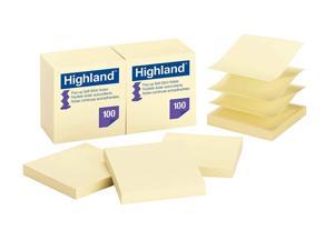 Highland Pop-up Notes, 3 x 3-Inches,Yellow, 12-Pads/Pack