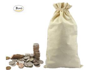 Lanyani 3 Canvas Coin Money Sacks Bag 10 by 17 inches Bank Deposit Change Transit Draw Strings, Heavy Duty Lanyani 3 Canvas Coin Money Sacks Bag 10 by 17 inches Bank Deposit Change Transit Draw Strings, Heavy Duty