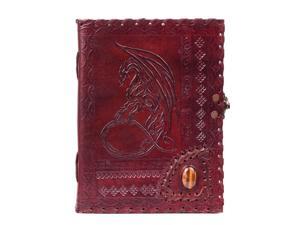 Handmade Large 8" Embossed Leather Journal Celtic two latches blue stone blank personal Diary notebook refillable journal gift (dragon with stone) Handmade Large 8" Embossed Leather Journal Celtic two latches blue stone blank personal Diary notebook refillable journal gift (dragon with stone)