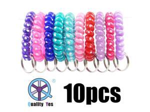 QY 10pcs White Dot Colorful Plastic Spiral Coil Wrist Band Key Ring Chain QY 10pcs White Dot Colorful Plastic Spiral Coil Wrist Band Key Ring Chain