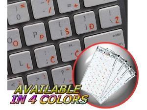 14X14 Orange White OR Yellow Lettering RED Italian Keyboard Labels Layout ON Transparent Background with Blue Yellow