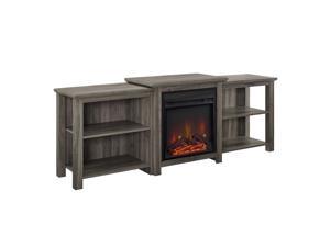 70" Tiered Top Open Shelf Fireplace TV Console - Slate Grey