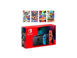 2022 New Nintendo Switch RedBlue JoyCon Console Multiplayer Party Game Bundle Super Mario Party Mario Kart 8 Deluxe 12 Switch Arms