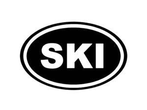 Ski Oval Decal Vinyl Sticker|Cars Trucks Vans Walls Laptop| White |5.25 x 3.25 in|CCI1312 Ski Oval Decal Vinyl Sticker|Cars Trucks Vans Walls Laptop| White |5.25 x 3.25 in|CCI1312