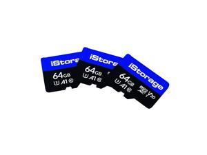 Pack of 3 iStorage microSD Cards 64GB. Encrypt data stored on iStorage microSD Cards using datAshur SD USB flash drive. Compatible with datAshur SD drives only (drives sold separately) - IS-MSD-3-64
