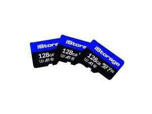 Pack of 3 iStorage microSD Cards 128GB. Encrypt data stored on iStorage microSD Cards using datAshur SD USB flash drive. Compatible with datAshur SD drives only (drives sold separately) - IS-MSD-3-128