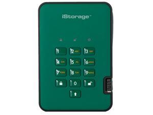 iStorage diskAshur2 HDD 5TB Green -  Secure portable hard drive - Password protected, dust and water resistant, portable, military grade hardware encryption USB 3.1 IS-DA2-256-5000-GN