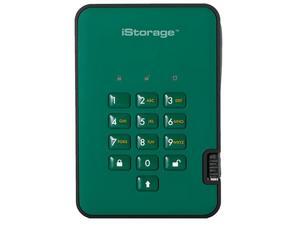 iStorage diskAshur2 HDD 2TB Green -  Secure portable hard drive - Password protected, dust and water resistant, portable, military grade hardware encryption USB 3.1 IS-DA2-256-2000-GN