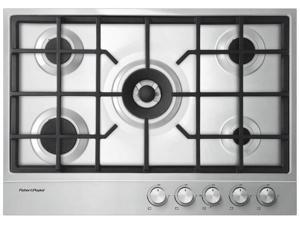 Fisher Paykel CG305DLPX1N 30 Inch Liquid Propane Cooktop with 5 Sealed Burners Continuous Grates Electronic Ignition Cast Iron Grates Innovalve Technology Stainless Steel Finish Continuous Grate