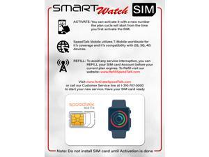 SpeedTalk Mobile Smartwatch SIM Card Starter Kit  for 5G 4G LTE Kids Senior Smart Watches | No Contract No Credit Check | Triple Cut 3 in 1 SIM : Standard, Micro, Nano | Global Coverage