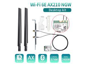 Wi-Fi 6E AX210 (Gig+) Desktop Kit Up to 2.4Gbps Wireless Data Rates with Intel AX210NGW 2.4G/5G 802.11ax Bluetooth 5.2 Wifi Card Wi-Fi 6E AX210 (Gig+) Desktop Kit Up to 2.4Gbps Wireless Data Rates with Intel AX210NGW 2.4G/5G 802.11ax Bluetooth 5.2 Wifi Card