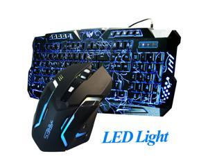 Gaming Combo Set Wired Keyboard and Mouse LED Illuminated Backlight USB Bundle