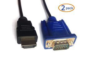 2 PACK 6FT/1.8M HDMI Male to VGA Male D-SUB 15 Pin M/M Connector Cable Adapter Converter BLACK 2 PACK 6FT/1.8M HDMI Male to VGA Male D-SUB 15 Pin M/M Connector Cable Adapter Converter BLACK