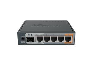 Mikrotik hEX S RB760iGS router 5x Gigabit Ethernet, SFP, Dual Core 880MHz CPU, 256MB RAM, USB, microSD slot, RouterOS L4, IPsec hardware encryption support and The Dude server package