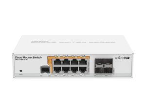 MikroTik - CRS112-8P-4S-IN - Cloud Router Switch 112-8P-4S-IN with QCA8511 400MHz CPU, 128MB RAM, 8x Gigabit LAN with