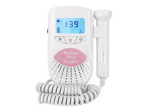 FD-100 Digital Fetal Doppler Ultrasound Sound Baby Heartbeat Detector Monitor LED Digital Prenatal Pocket Fetal Doppler Stethoscope (Pink)