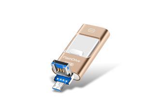 128GB USB 3.0 + 8 Pin + Mirco USB Android iPhone Computer Dual-use Metal Flash Drive (Gold) 128GB USB 3.0 + 8 Pin + Mirco USB Android iPhone Computer Dual-use Metal Flash Drive (Gold)