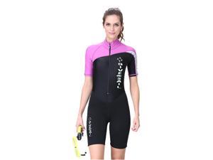 Women 1.5mm Neoprene Snorkeling Wetsuit Scuba Sunscreen Short Sleeve Short Diving Suit, Size: S