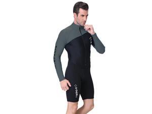Men 1.5mm Neoprene Snorkeling Wetsuit Scuba Sunscreen Long Sleeve Short Diving Suit, Size: L