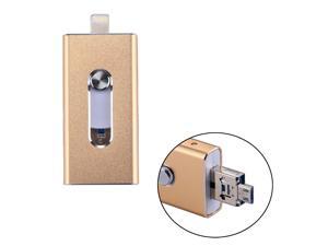 RQW-02 3 in 1 USB 2.0 & 8 Pin & Micro USB 128GB Flash Drive, for iPhone & iPad & iPod & Most Android Smartphones & PC Computer(Gold) RQW-02 3 in 1 USB 2.0 & 8 Pin & Micro USB 128GB Flash Drive, for iPhone & iPad & iPod & Most Android Smartphones & PC Computer(Gold)
