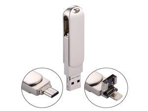 RQW-10X 3 in 1 USB 2.0 & 8 Pin & USB-C / Type-C 128GB Flash Drive, for iPhone & iPad & iPod & Most Android Smartphones & PC Computer RQW-10X 3 in 1 USB 2.0 & 8 Pin & USB-C / Type-C 128GB Flash Drive, for iPhone & iPad & iPod & Most Android Smartphones & PC Computer
