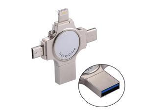 RQW-11S 4 in 1 USB 2.0 & 8 Pin & Micro USB & USB-C / Type-C 128GB Flash Drive, for iPhone & iPad & iPod & Most Android Smartphones & PC Computer RQW-11S 4 in 1 USB 2.0 & 8 Pin & Micro USB & USB-C / Type-C 128GB Flash Drive, for iPhone & iPad & iPod & Most Android Smartphones & PC Computer
