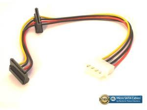 5inch 4 Pin 4-Pin Molex to 15 Pin 2 SATA Power Y Splitter Cable Wire Cord 