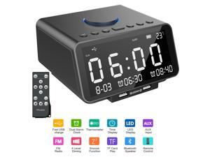 Alarm Clock FM Radio with Wireless Bluetooth Speaker Player Dual Alarm USB Charge Port TF Card Play Dimmable LED Display Temperature/Day/Date Display Nap & Sleep Timer Snooze Night Light for Bedroom Alarm Clock FM Radio with Wireless Bluetooth Speaker Player Dual Alarm USB Charge Port TF Card Play Dimmable LED Display Temperature/Day/Date Display Nap & Sleep Timer Snooze Night Light for Bedroom