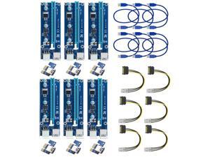 Werleo 6-Pack 6 Pin PCI-E 1x to 16x Powered Riser Adapter Card w/ 60cm USB 3.0 Extension Cable & 6 Pin PCI-E to SATA Power Cable - GPU Riser Adapter - Ethereum Mining ETH+MintCell 6 Cable Ties(6 Pin) Werleo 6-Pack 6 Pin PCI-E 1x to 16x Powered Riser Adapter Card w/ 60cm USB 3.0 Extension Cable & 6 Pin PCI-E to SATA Power Cable - GPU Riser Adapter - Ethereum Mining ETH+MintCell 6 Cable Ties(6 Pin)