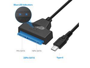 Super Speed USB Type C USB-C to SATA 22 Pin 15+7 Pin 2.5" Hard Disk Driver SSD Adapter Data Power Cable with Blue LED Indicators, Play and Plug (SATA-USB 3.1 converter cable) Super Speed USB Type C USB-C to SATA 22 Pin 15+7 Pin 2.5" Hard Disk Driver SSD Adapter Data Power Cable with Blue LED Indicators, Play and Plug (SATA-USB 3.1 converter cable)