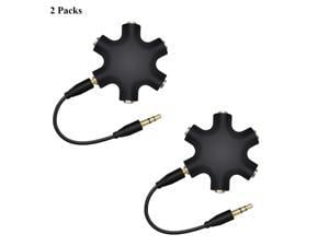 Headphone Splitter 35mm1 to 5 Stereo Audio Adapter Converter for Samsung iPhone iPod iPad MP3MP4 Players Tablets pack of 2