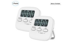 2X Digital Kitchen Timer, Simple Operation, Minute Second Count Up and Countdown, Loud Alarm, Low Energy Consumption, Magnetic Backing, Stand, White, Battery Included