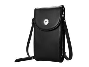 Crossbody Cell Phone Bag Cellphone Wallet Purse PU Leather 3 Layers Storage Phone Pouch Women Handbag with Shoulder Strap for iPhone 67 Samsung S7 S6 Smartphone under 55 Inch Black