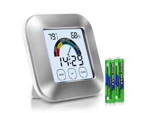 Life Hygrometer Thermometer, Indoor Thermometer Humidity Monitor with Touchscreen, Backlight, Time and Alarm (Battery Included)