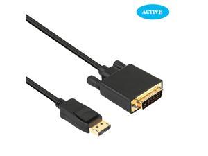 DisplayPort to DVI Adapter Active Dp Display Port to DVI Single Link Converter Male to Male Gold-Plated Cord 6 Feet Black Cable Support Eyefinity Technology