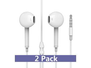 Earbuds, Headphones with Microphone New Earphones for apple iPhone 6s 6 Plus 5s 5 4s 4 SE iPad iPod 7 and all 3.5mm Headphones devices. (white) 2 Pack