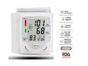Wrist Blood Pressure Monitor, Digital BP Monitor with Memory Storage, Intelligent LCD Display Automatically Measure Pulse Diastolic Systolic and Shows Hypertension level