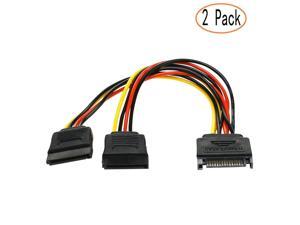 Werleo SATA Power Y Splitter Cable 15 Pin SATA Power Splitter Cable Adapter SATA 15 Pin Male to Dual Female Power Y- Cable 7 Inche - 2-Pack