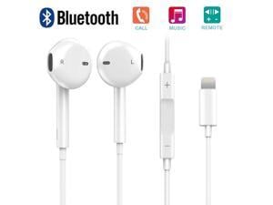 2 Packs Bluetooth Earphones Earbuds Headphones with Stereo Mic Remote Control for Apple iPhone X 7 Plus 8 Plus iPad iPod Samsung Galaxy and More Android Smartphones White Noise Isolating Headset