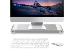 Universal Aluminum Laptop Stand Monitor Stand Riser with 4 USB Charging Ports for Apple MacBook Pro iMac Pro Google Chromebook Microsoft Surface Dell Asus HP Acer Desk Organizer